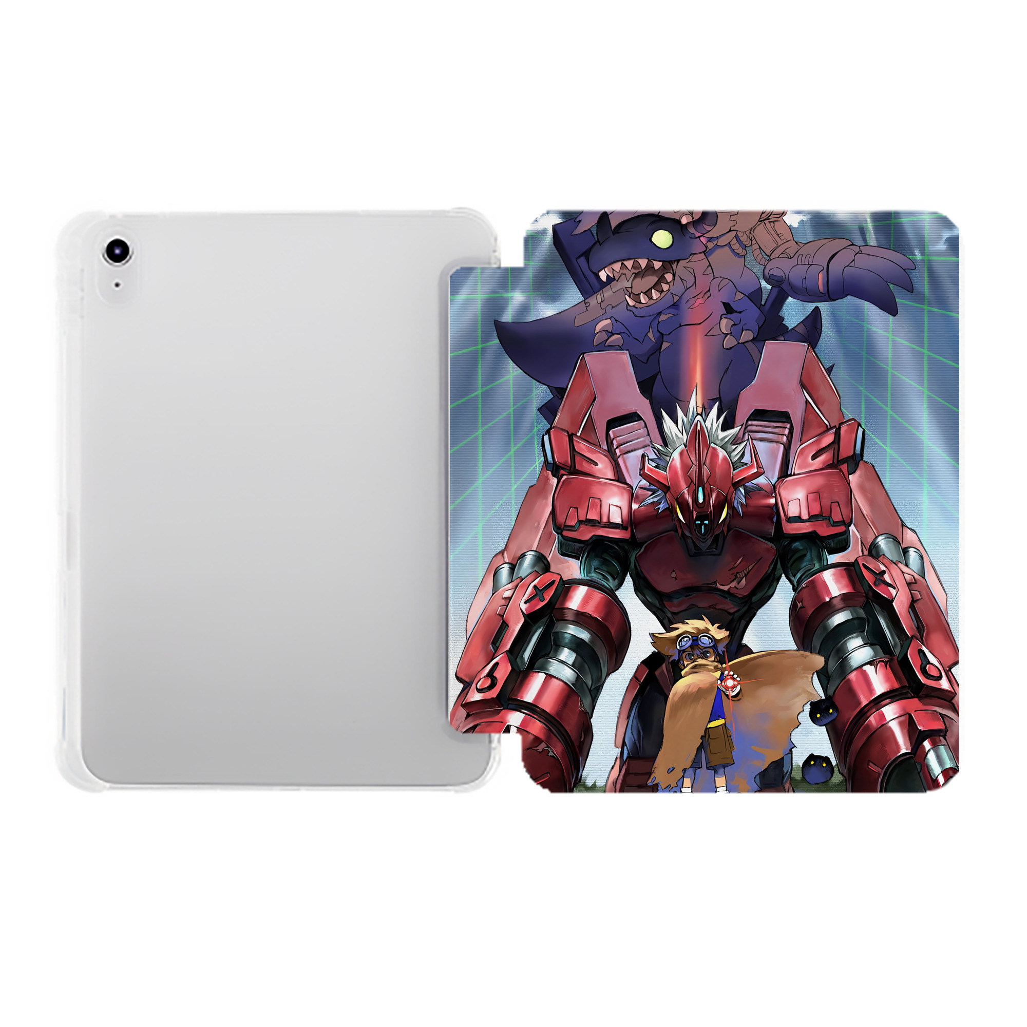 （画像用） Digimon デジタルモンスター/デジモン IPad ケース ペン収納付き 三つ折りスタンド PUレザー×シリコン 対応機種9.5/10.5/10.9インチ